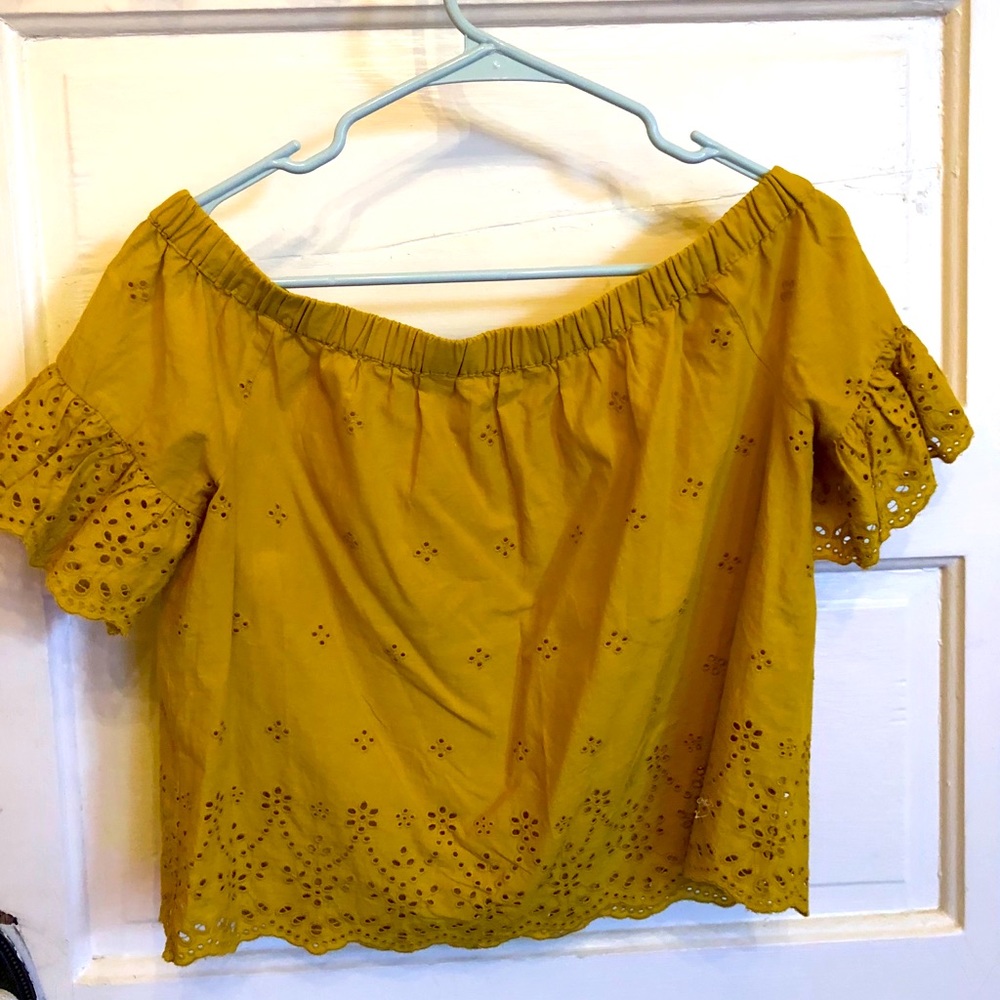 Madewell off the shoulder eyelet top